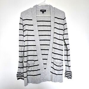 Express Gray and Black Striped Cardigan Sweater Sz Small